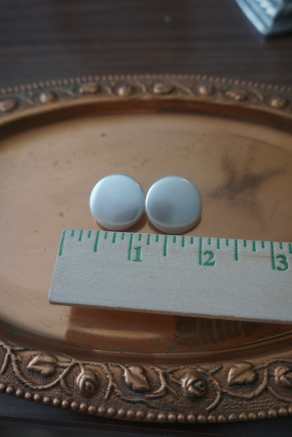 Vintage White Button Earrings