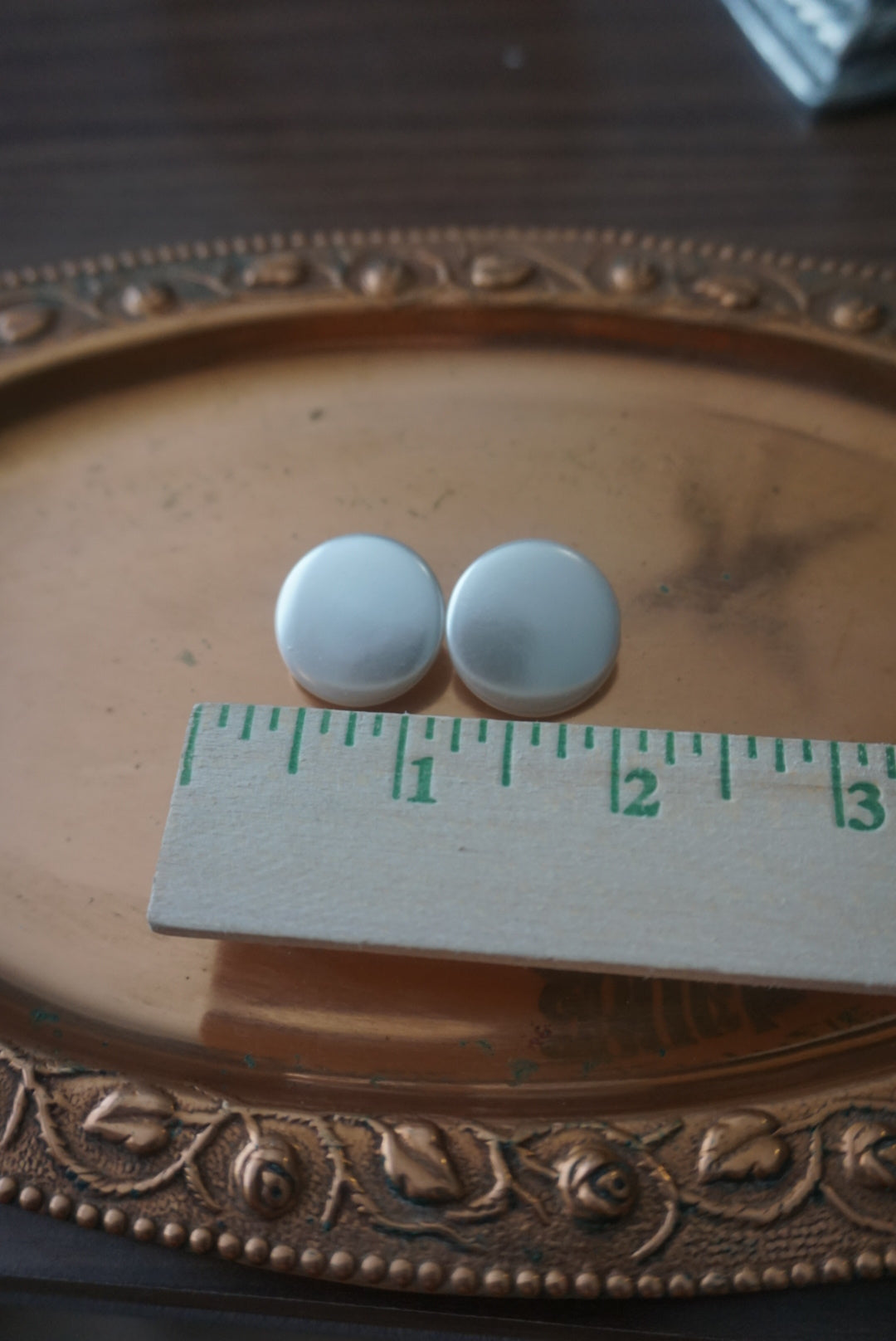 Vintage White Button Earrings