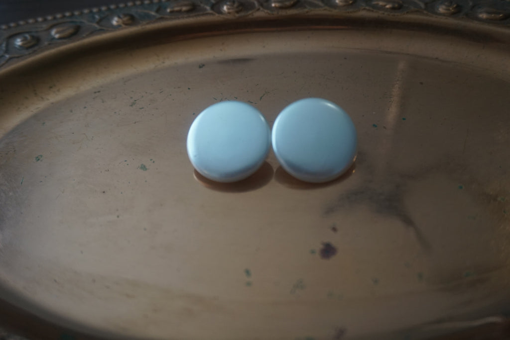 Vintage White Button Earrings