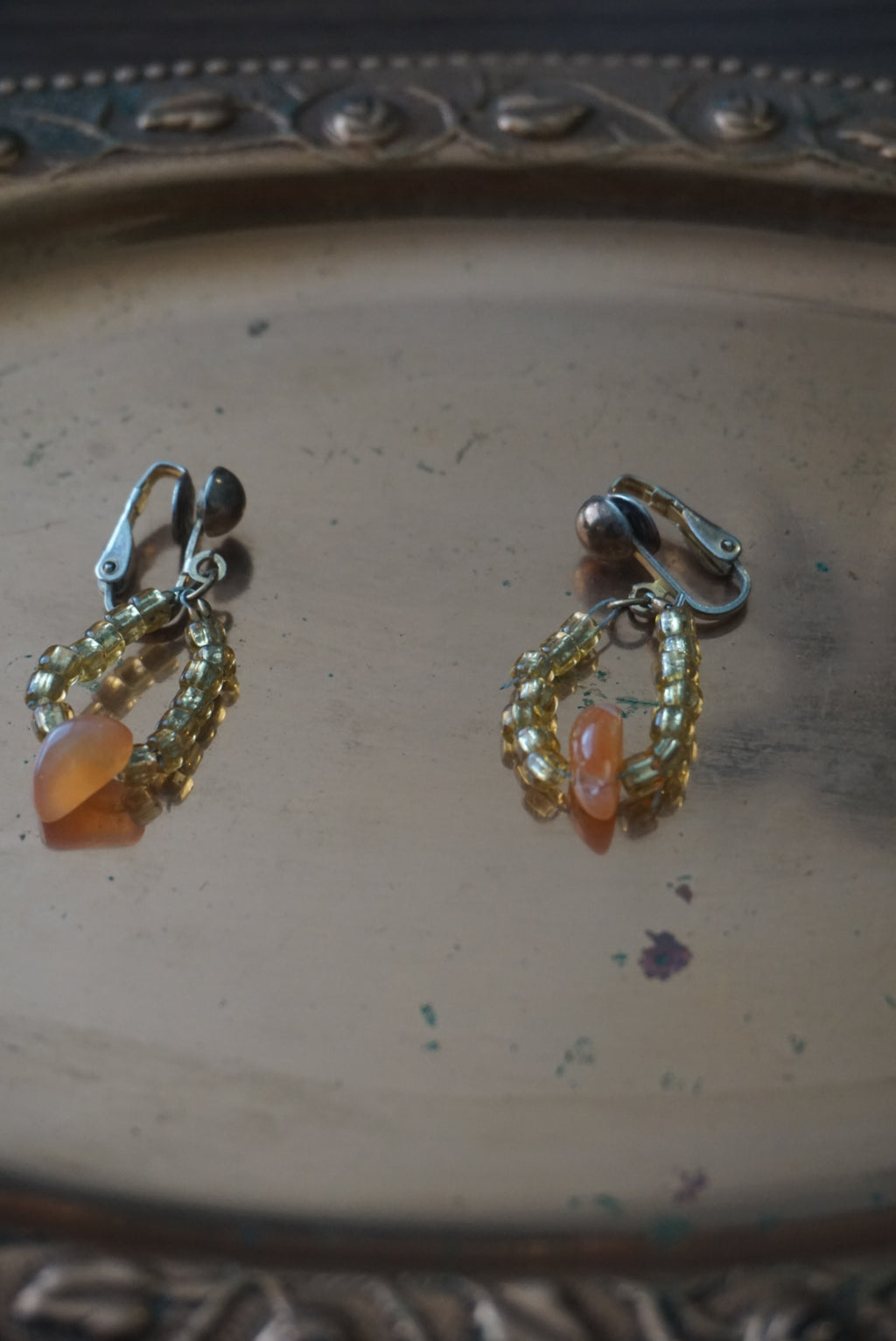 Elegant Gold and Coral Bead Earrings