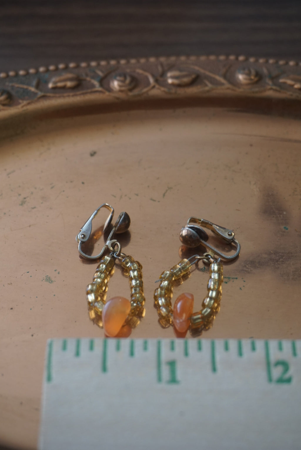 Elegant Gold and Coral Bead Earrings
