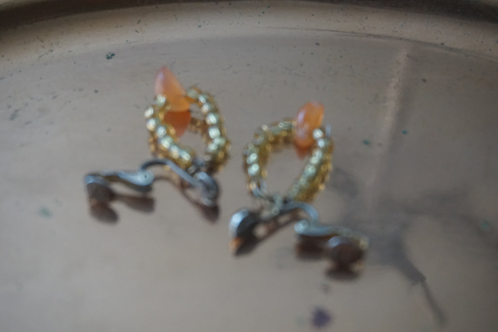 Elegant Gold and Coral Bead Earrings