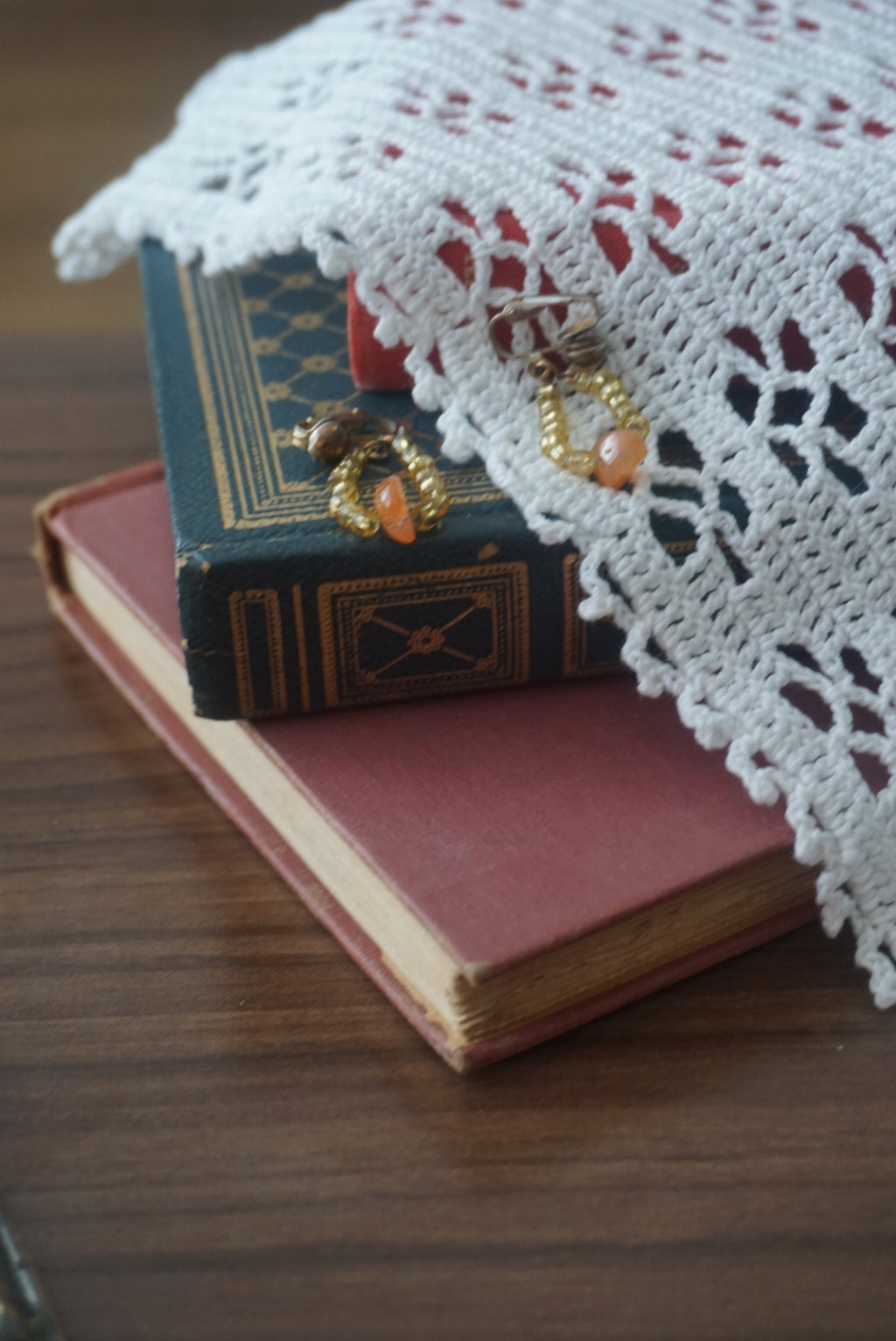 Elegant Gold and Coral Bead Earrings