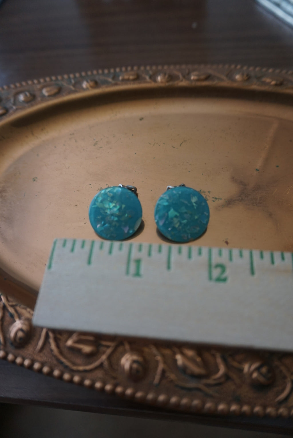 Turquoise Circular Clip Earrings