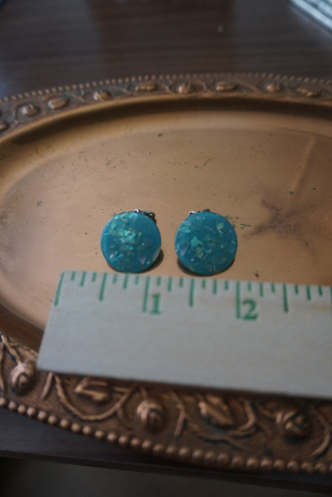 Turquoise Circular Clip Earrings