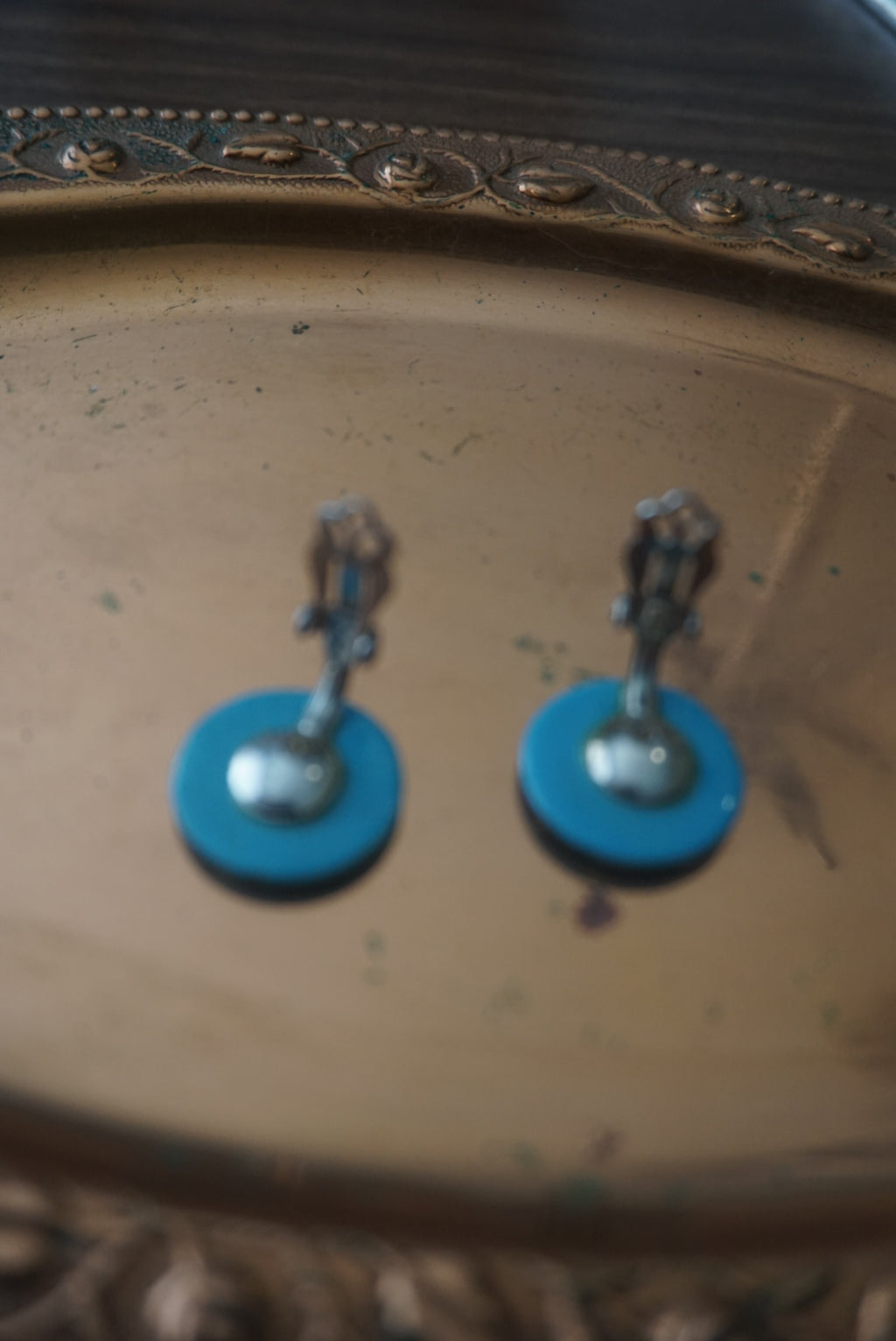 Turquoise Circular Clip Earrings