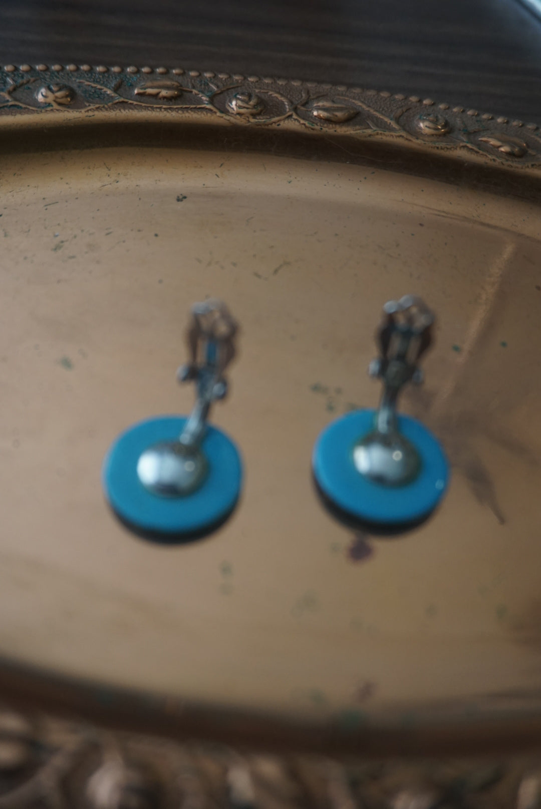 Turquoise Circular Clip Earrings