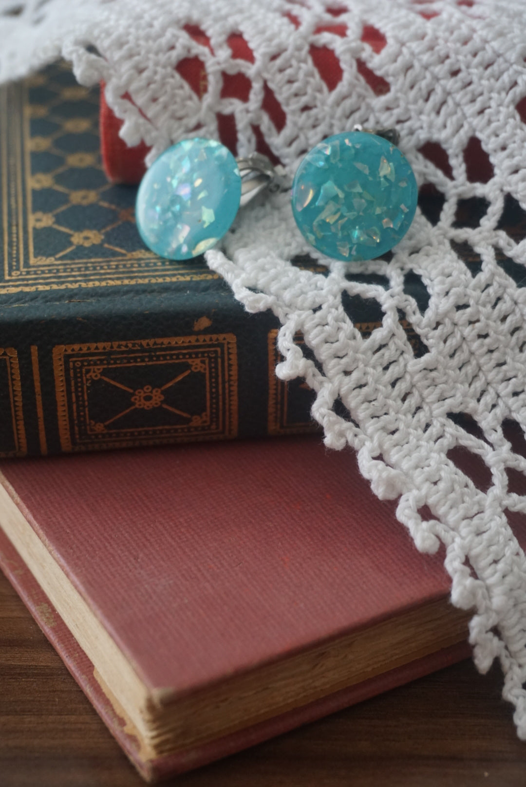 Turquoise Circular Clip Earrings