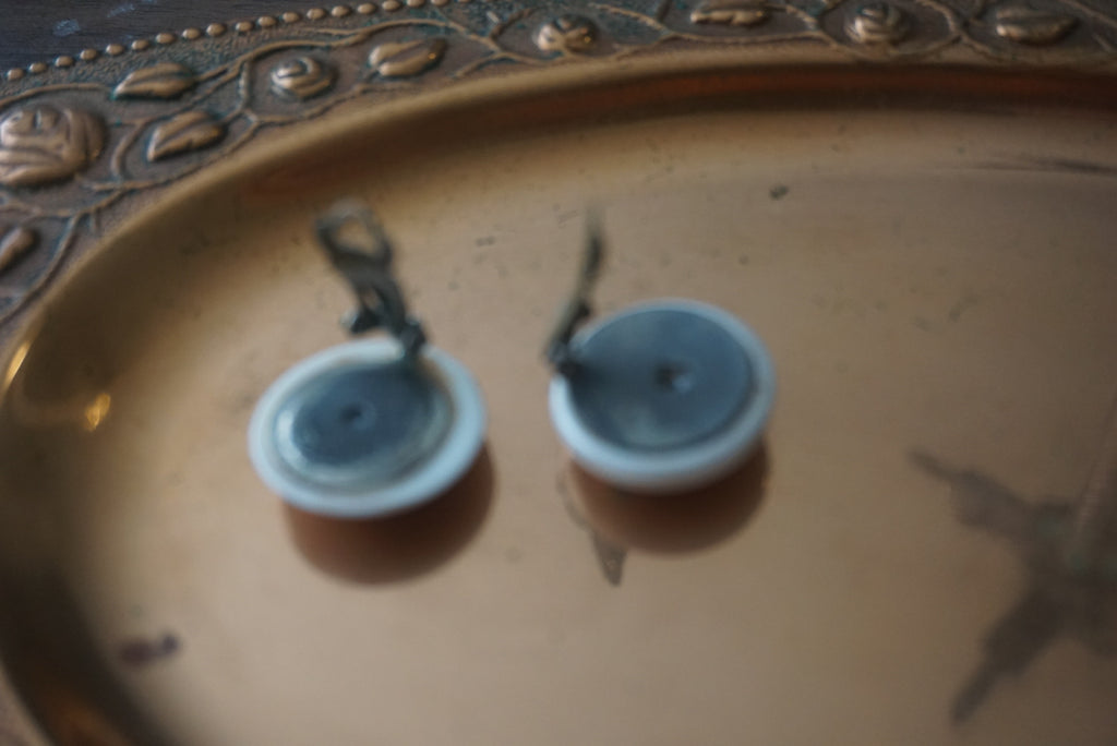 White Porcelain Earrings with Clip on Metal Backing