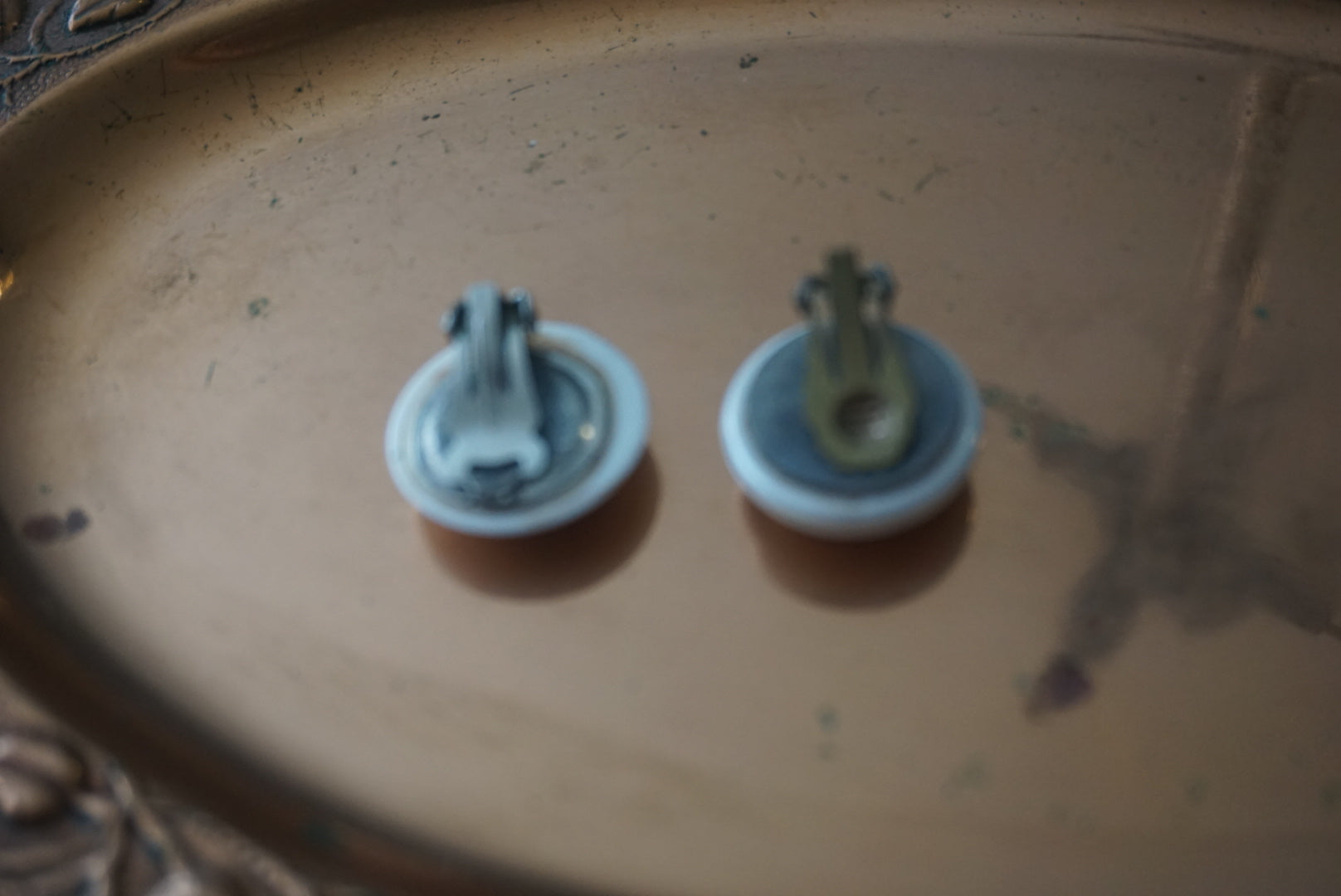 White Porcelain Earrings with Clip on Metal Backing
