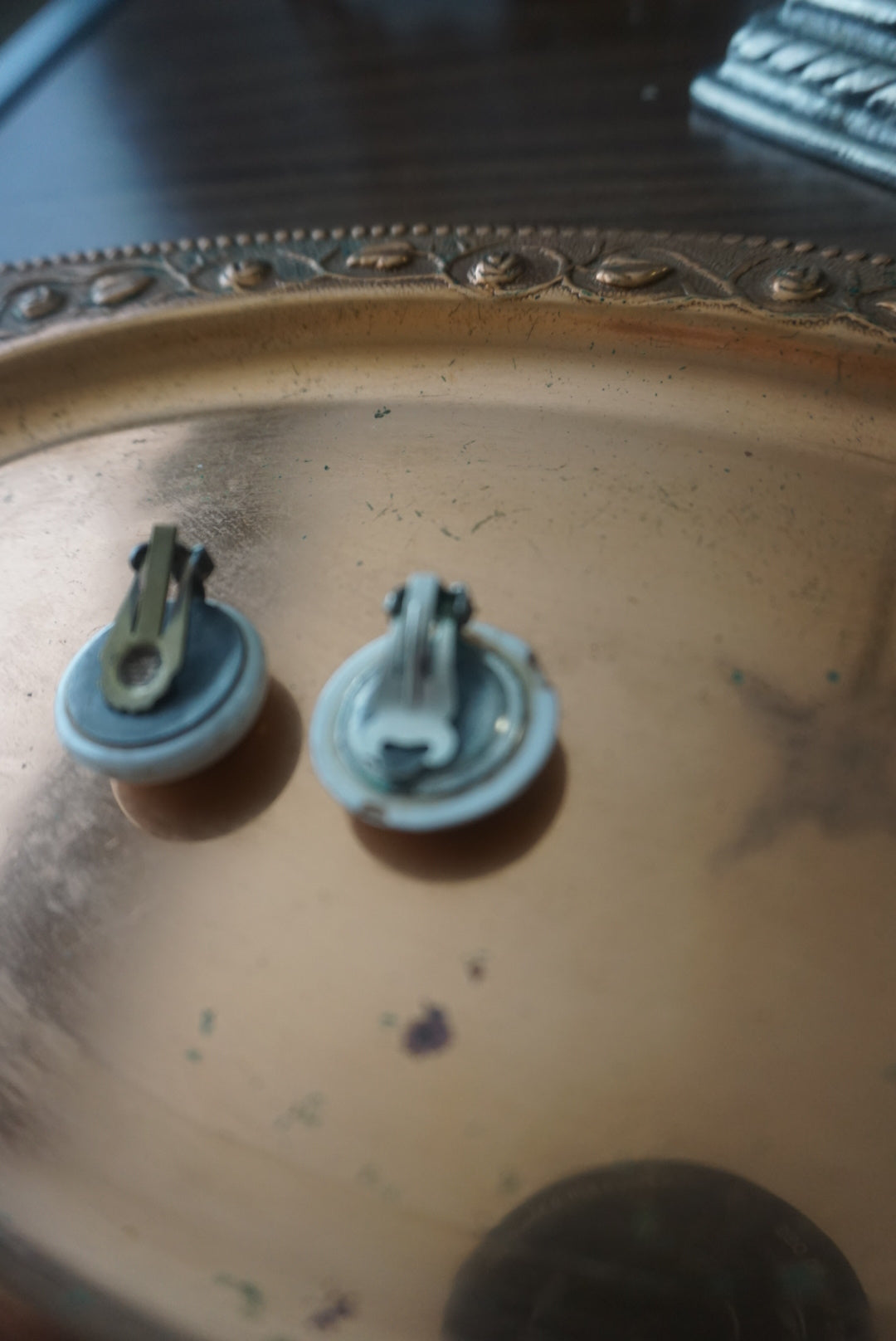 White Porcelain Earrings with Clip on Metal Backing