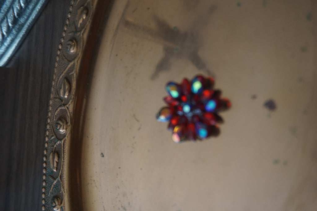 Red Flower Pendant with Rhinestones