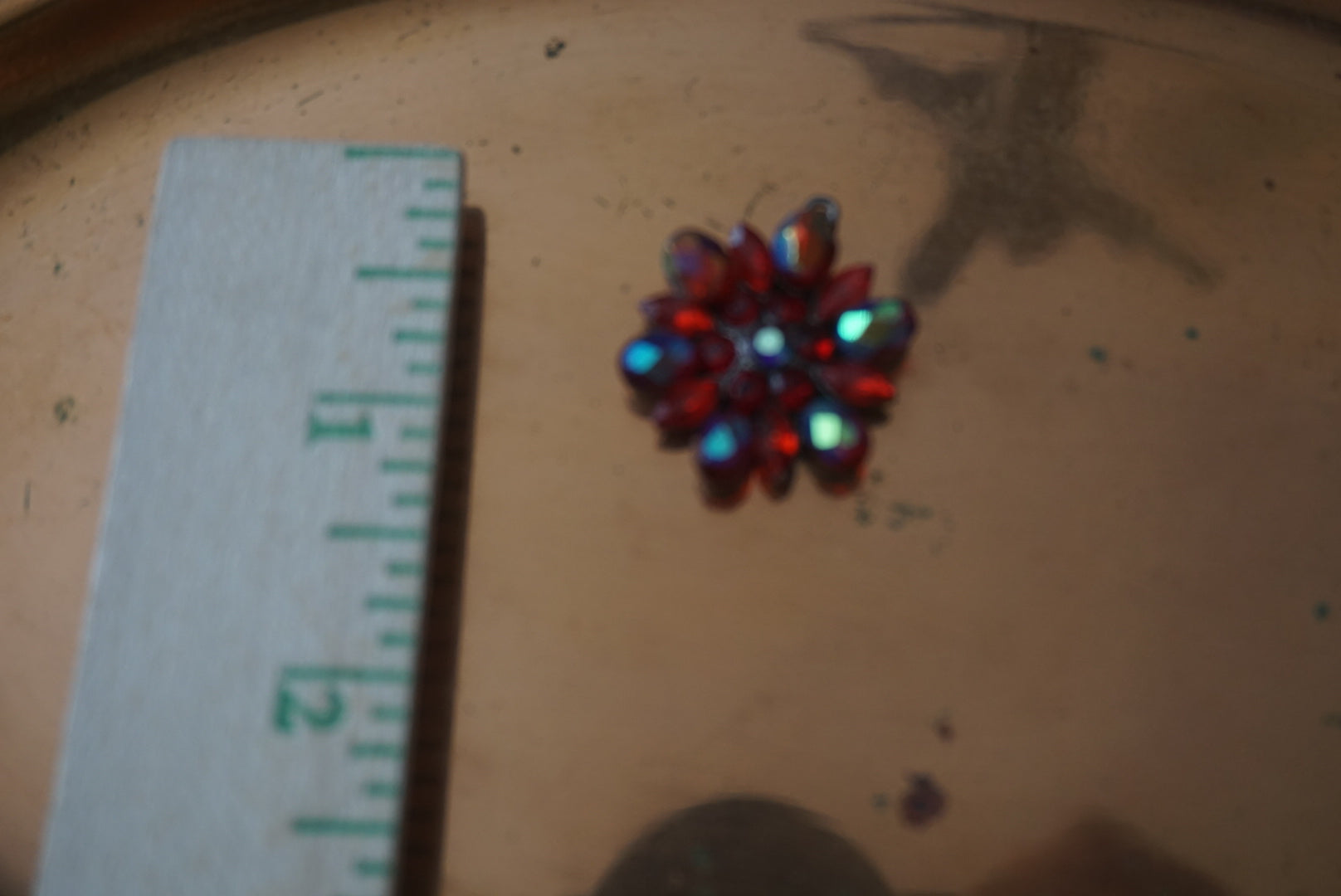 Red Flower Pendant with Rhinestones