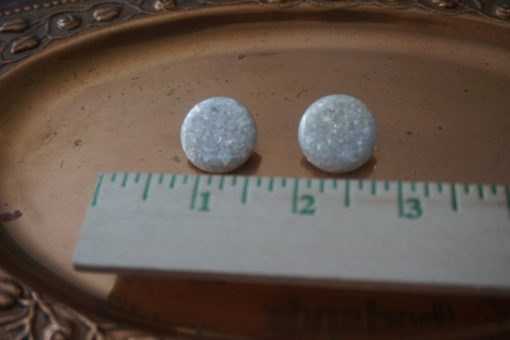 Vintage Clip-On Earrings with Opalescent Finish