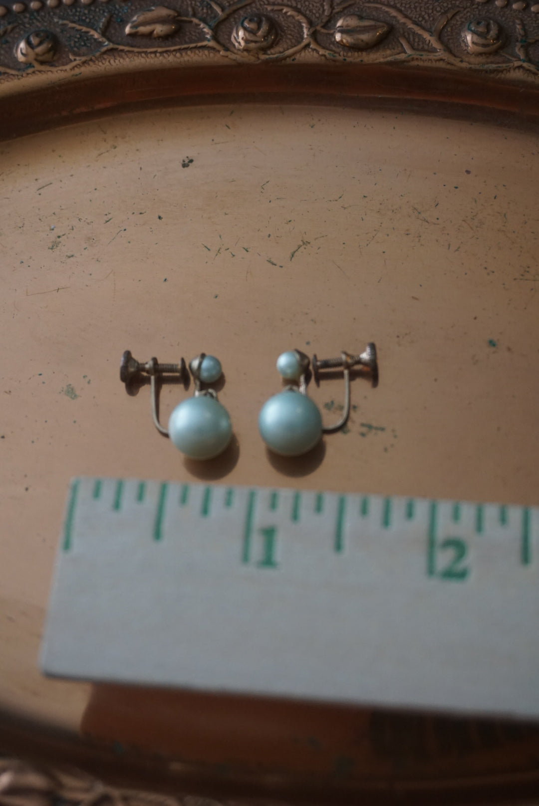 Vintage Aqua Blue Clip-On Earrings