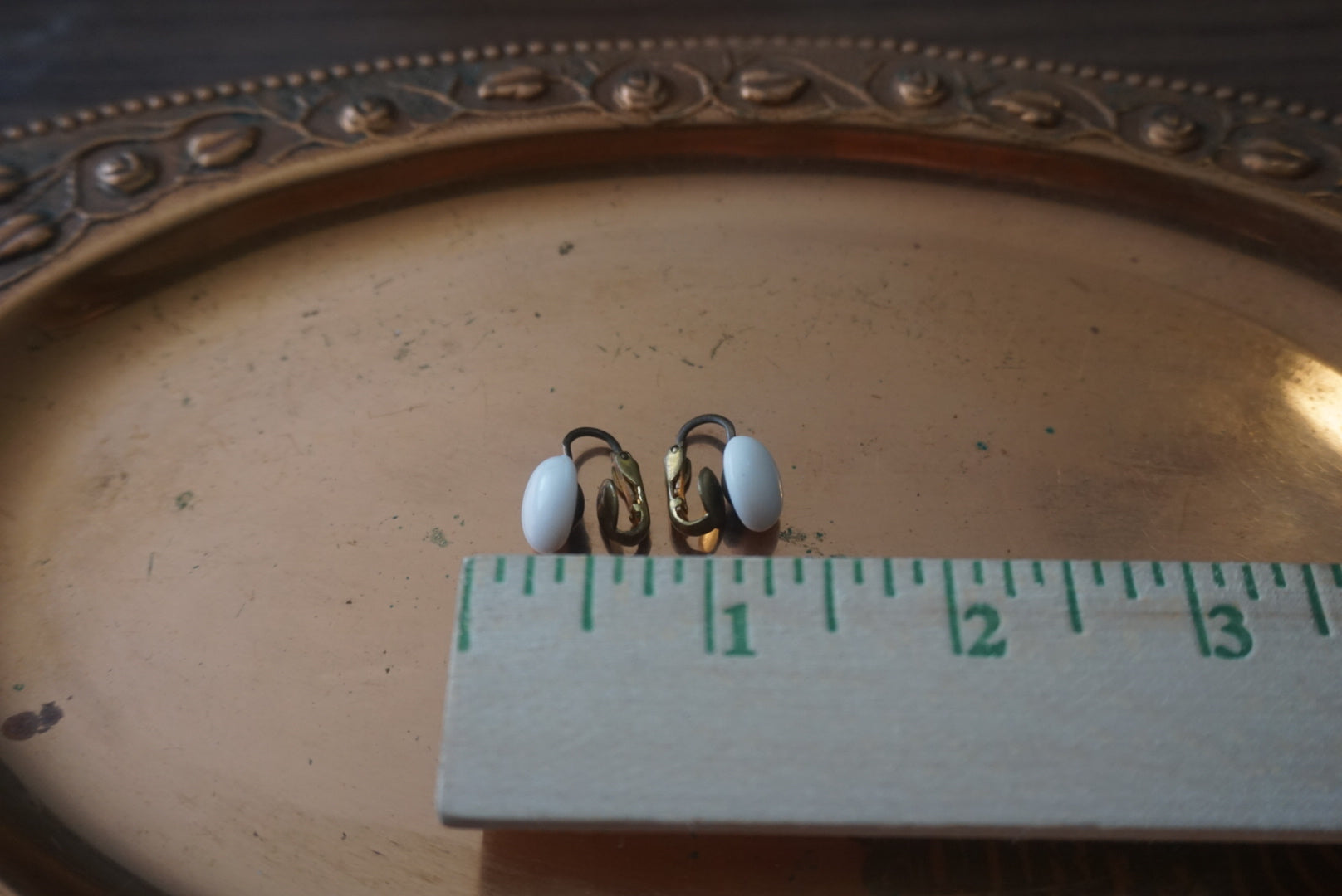 Vintage Clip-On Earrings with White Stone