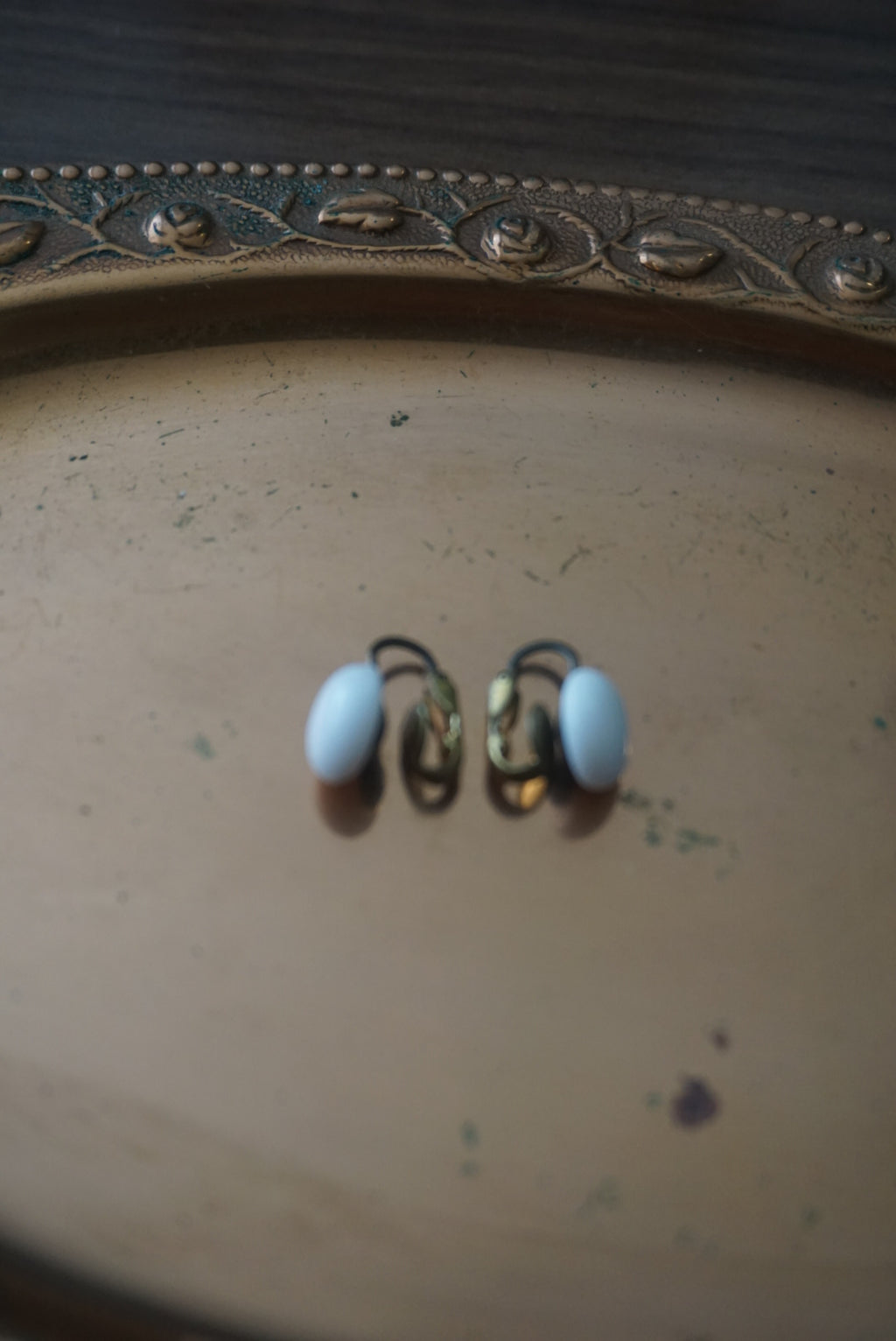 Vintage Clip-On Earrings with White Stone