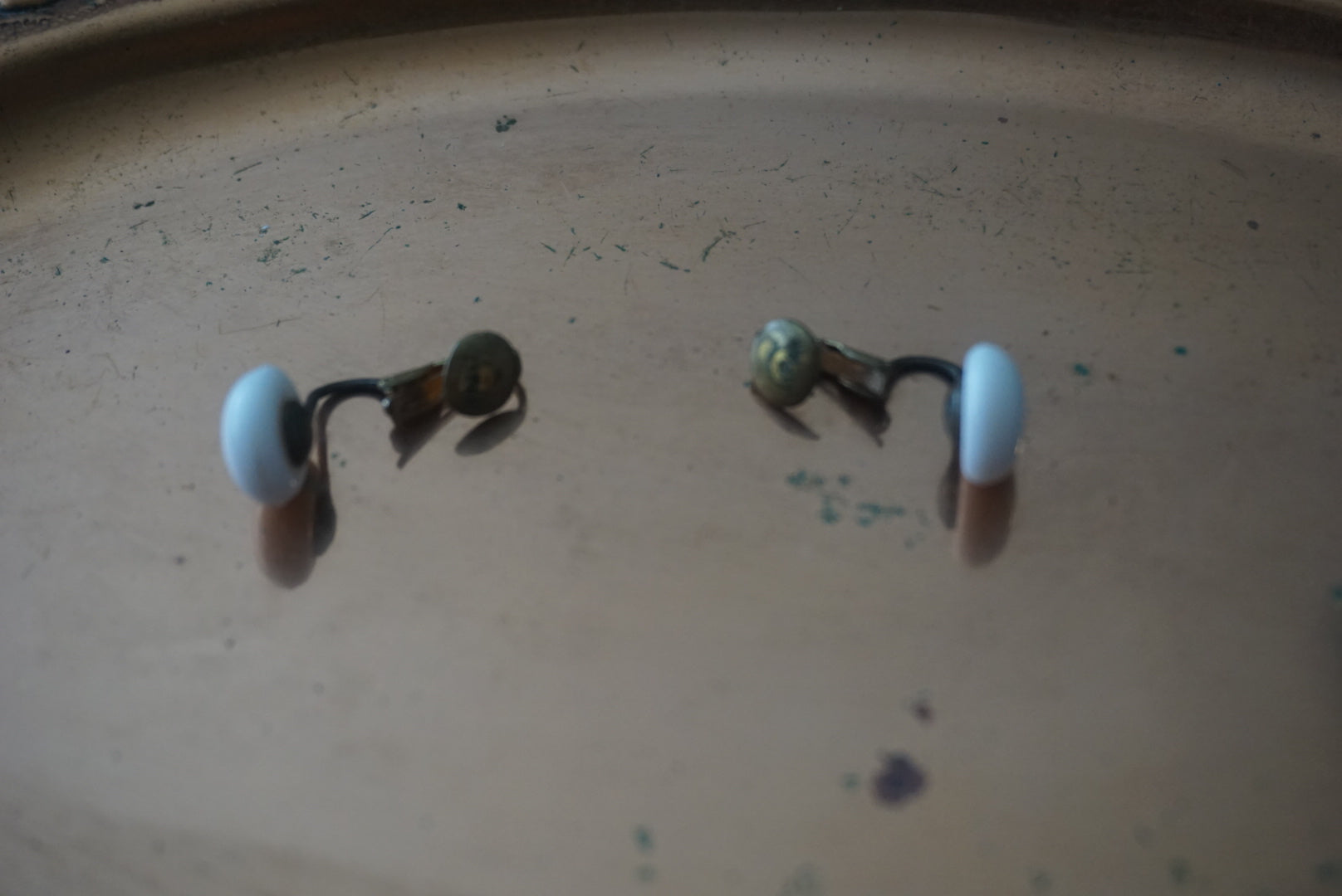Vintage Clip-On Earrings with White Stone