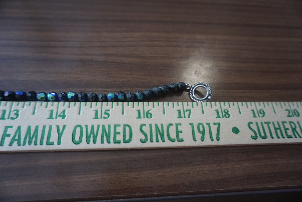 Black Beaded Necklace with Blue Accents