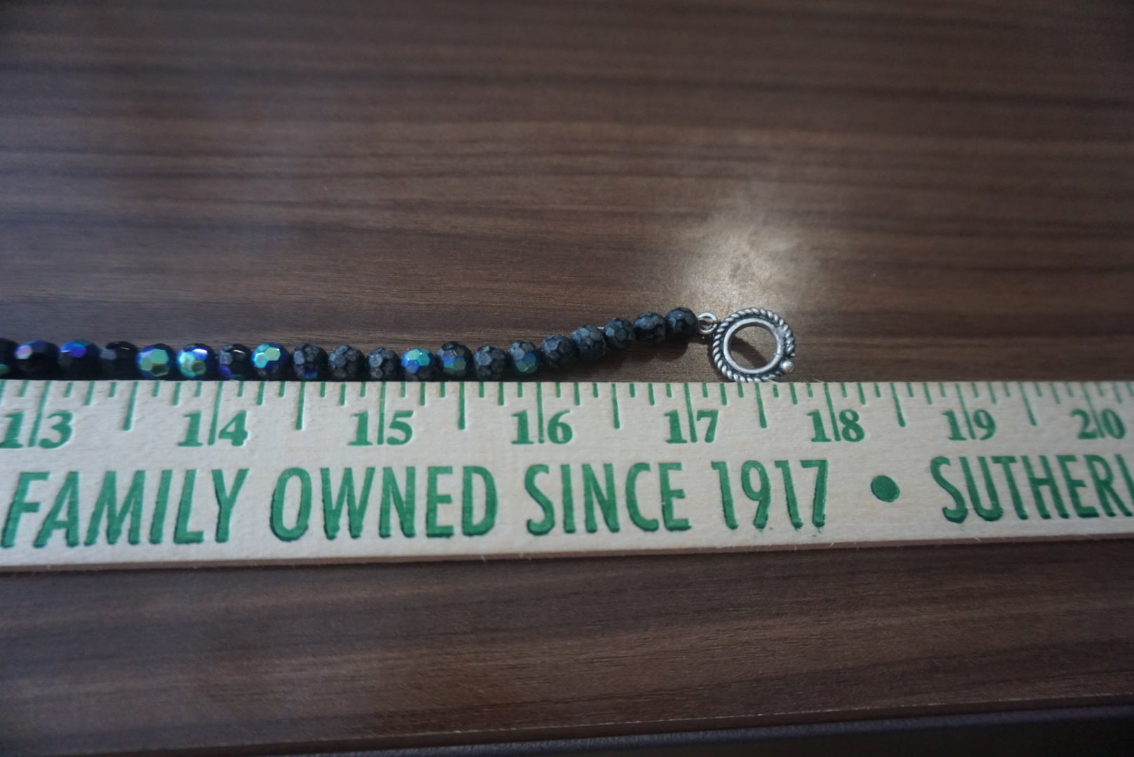 Black Beaded Necklace with Blue Accents