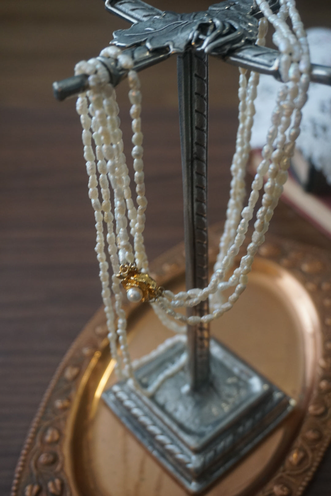 Vintage Pearl and Gold Beaded Necklace