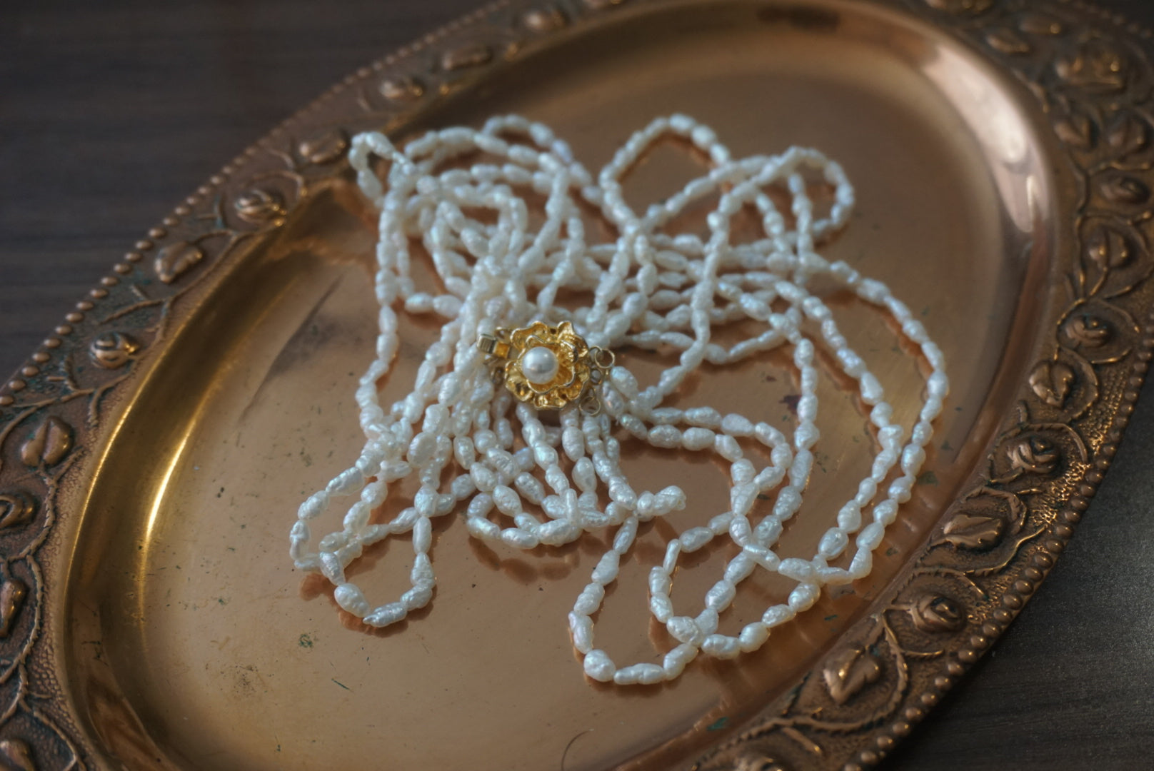 Vintage Pearl and Gold Beaded Necklace