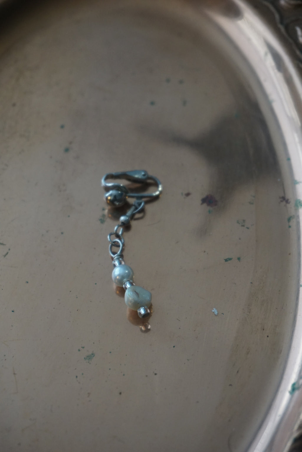 Silver Beaded Dangle Earring