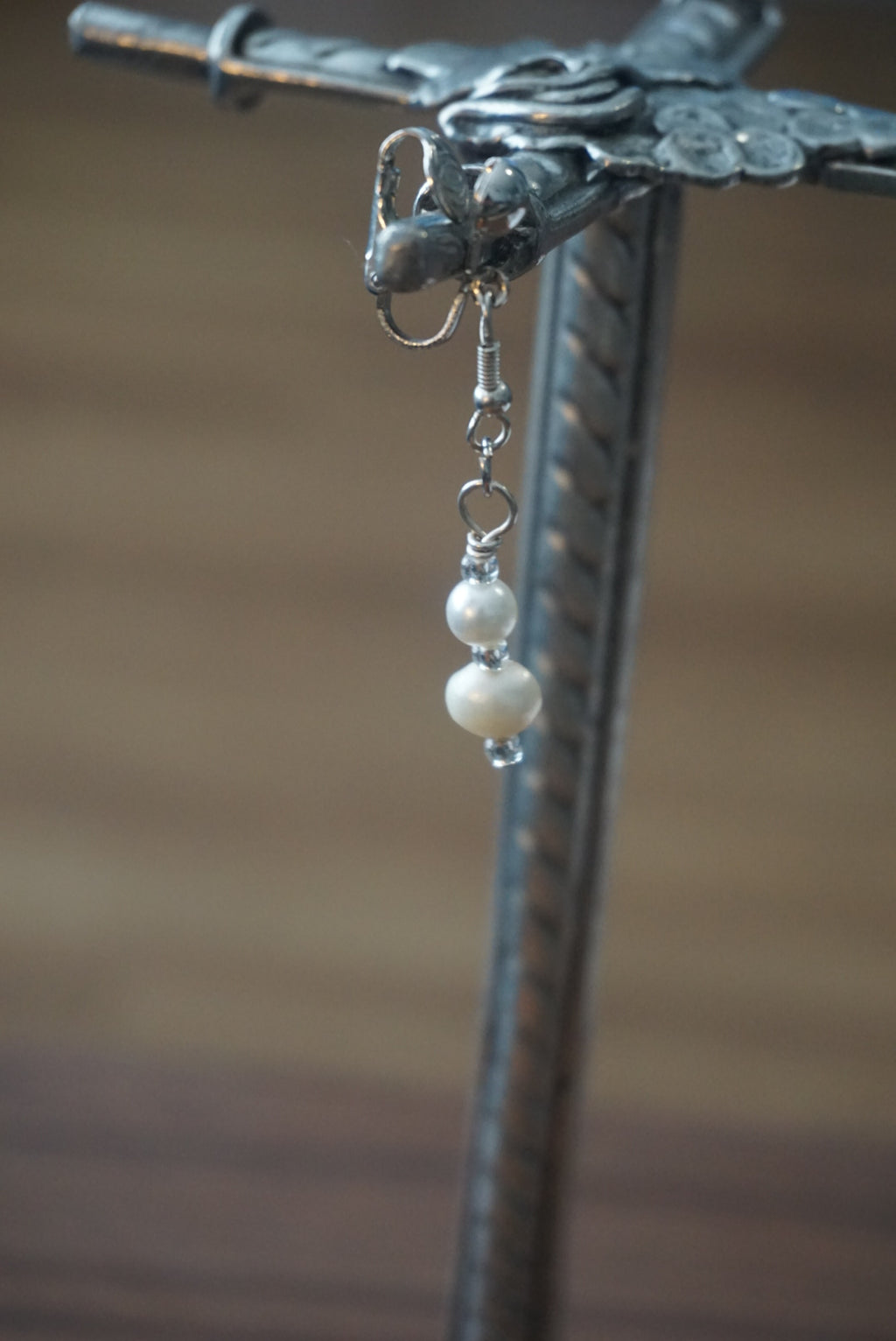 Silver Beaded Dangle Earring
