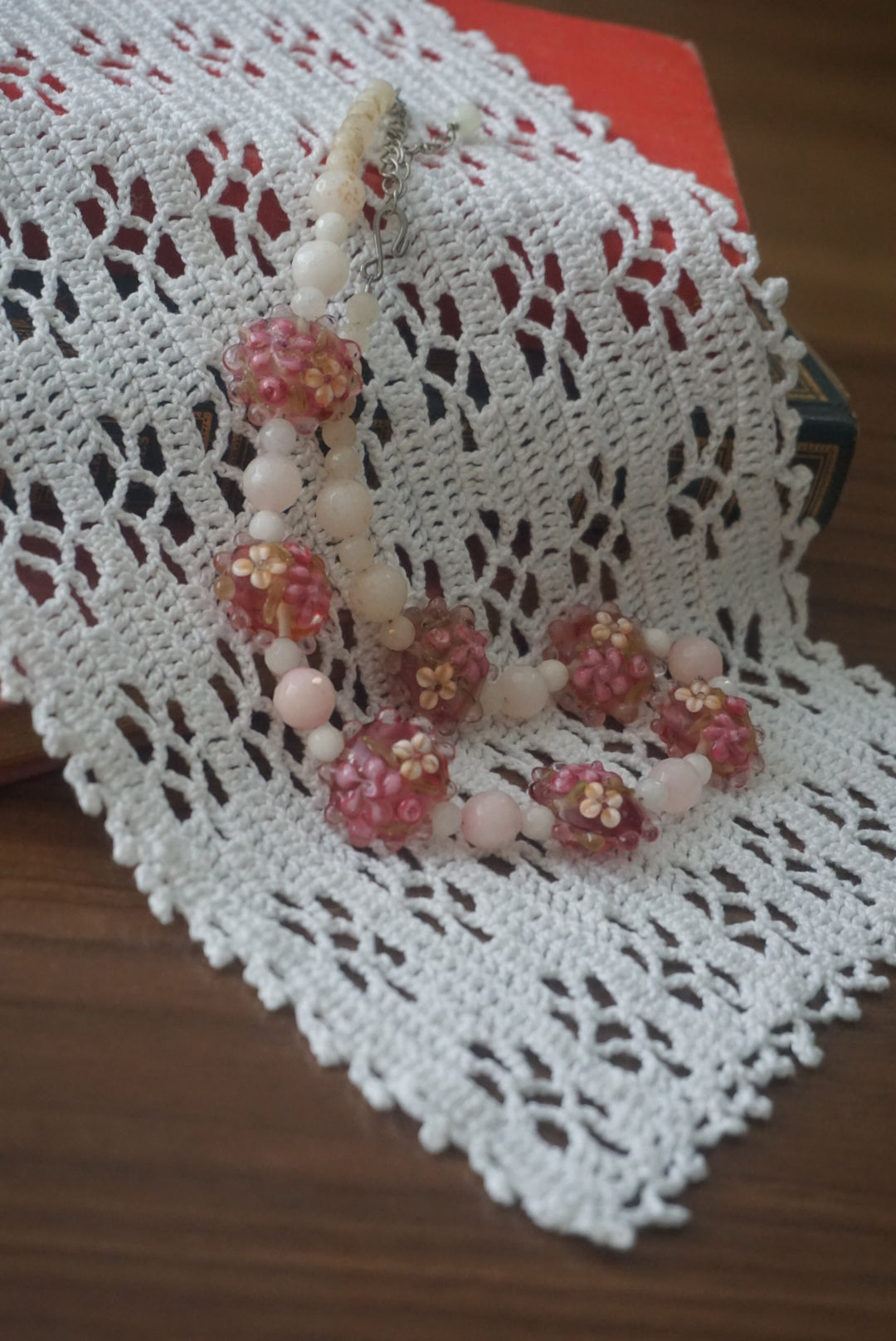 Handcrafted Beaded Necklace with Floral Accents
