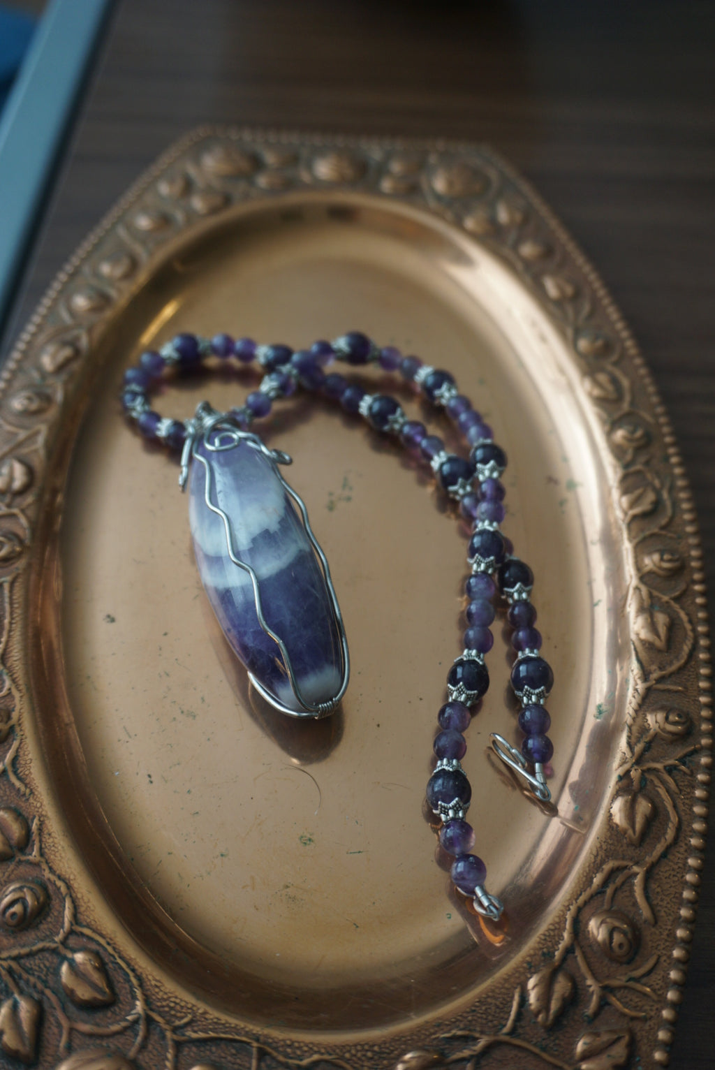 Amethyst and Black Beaded Necklace
