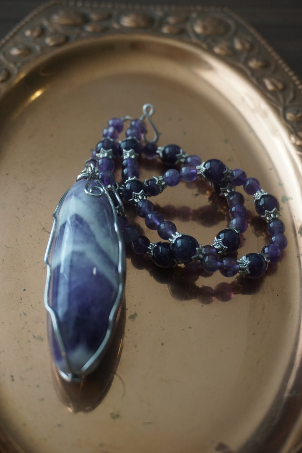 Amethyst and Black Beaded Necklace