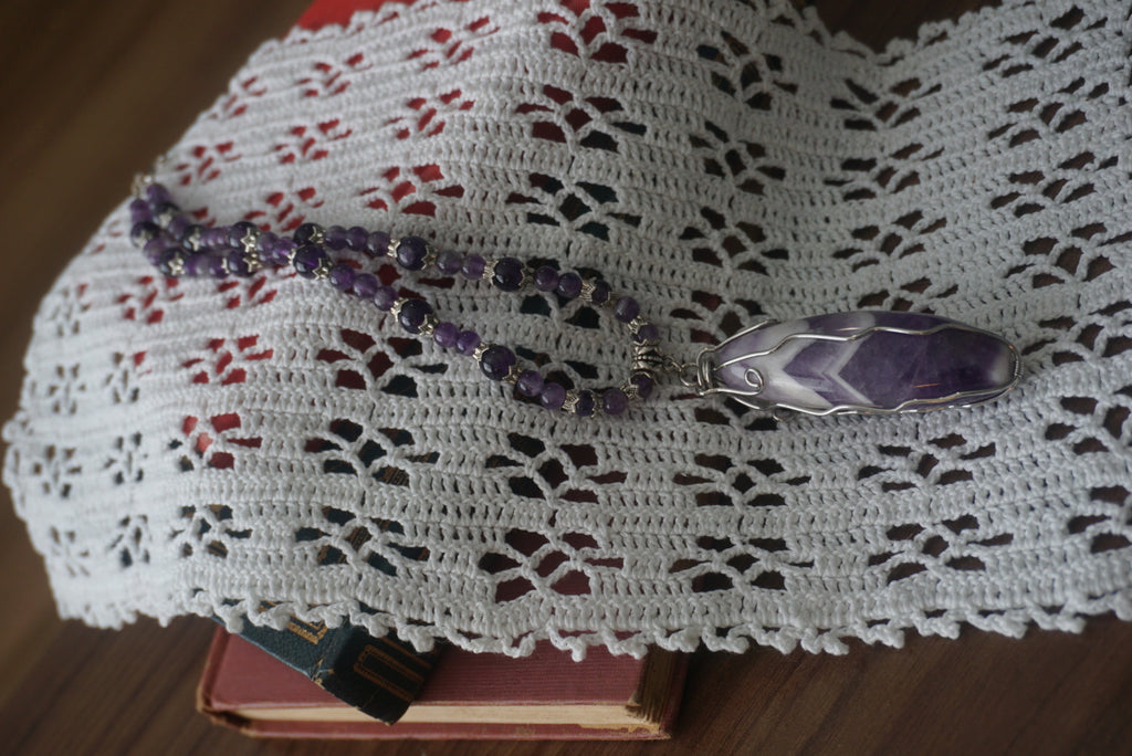 Amethyst and Black Beaded Necklace