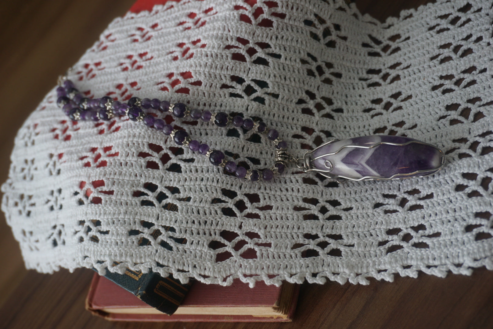 Amethyst and Black Beaded Necklace