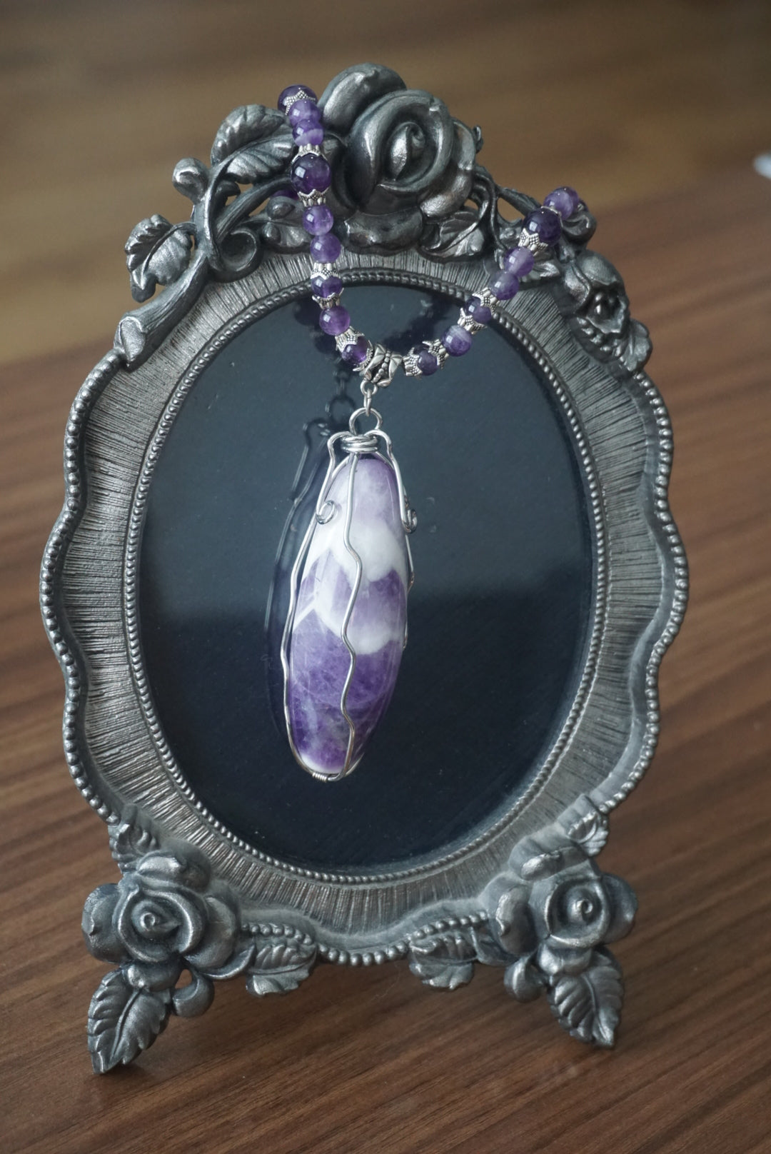 Amethyst and Black Beaded Necklace