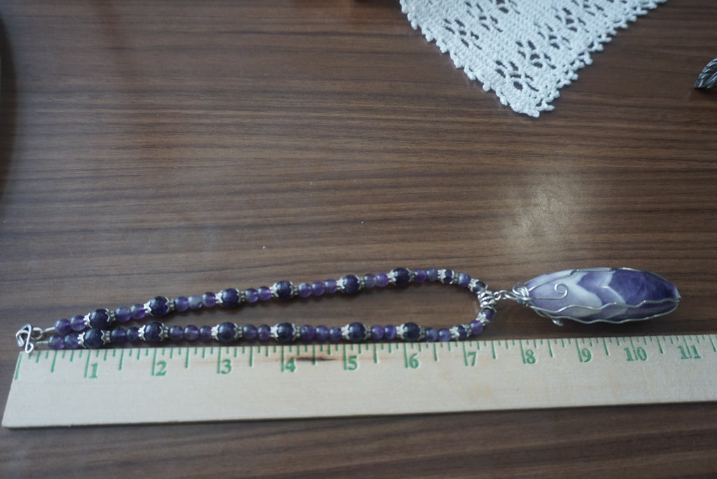 Amethyst and Black Beaded Necklace
