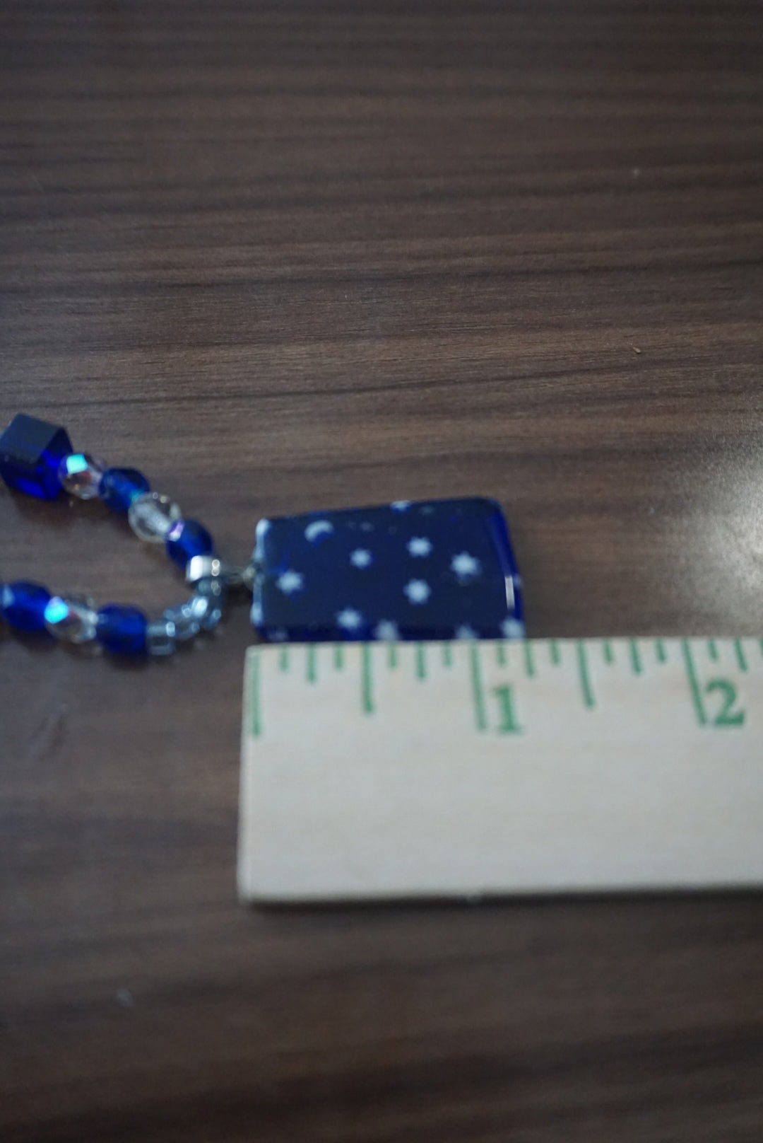 Blue Beaded Necklace with Star and Moon Pendant