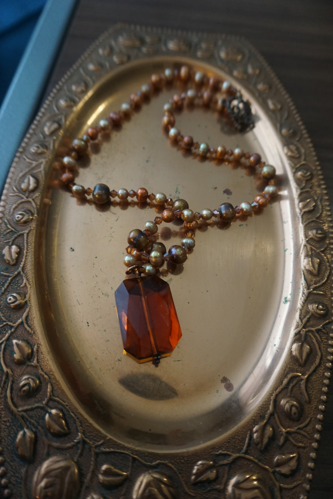 Vintage Amber Beaded Necklace