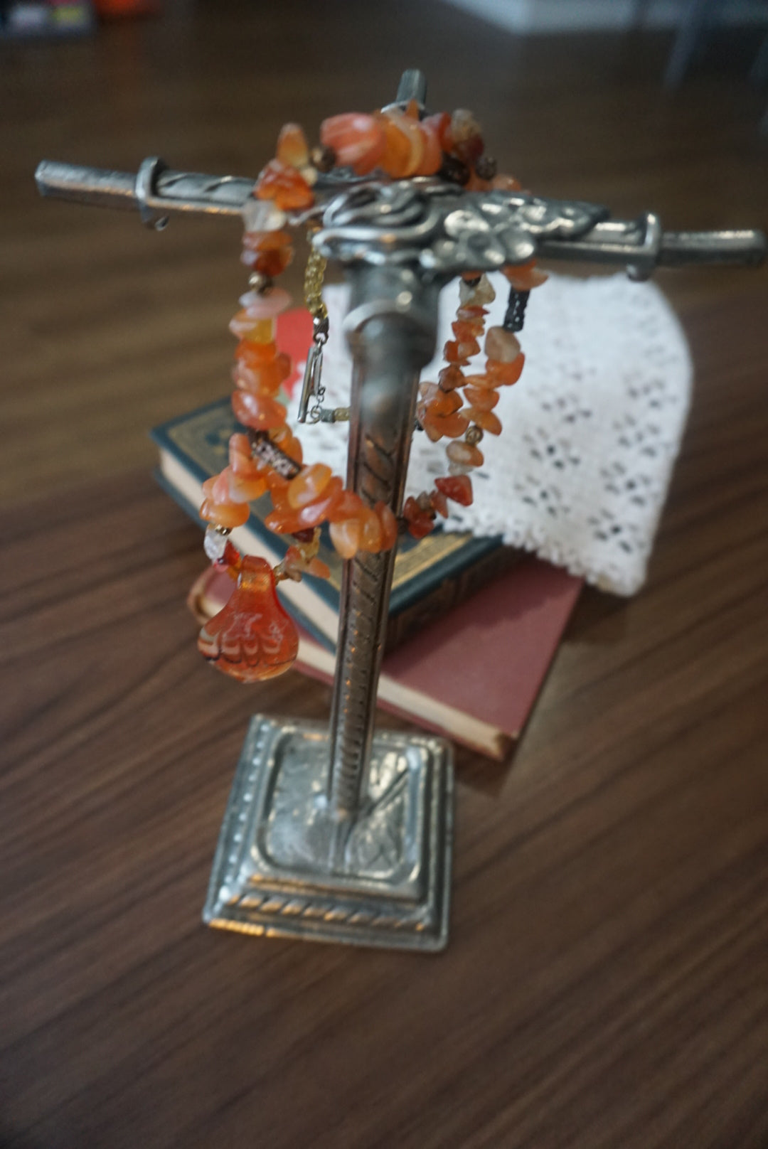 Red and Orange Stone Necklace