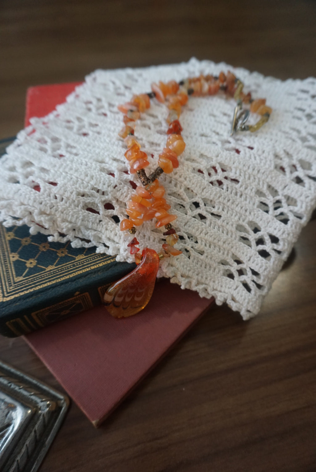 Red and Orange Stone Necklace