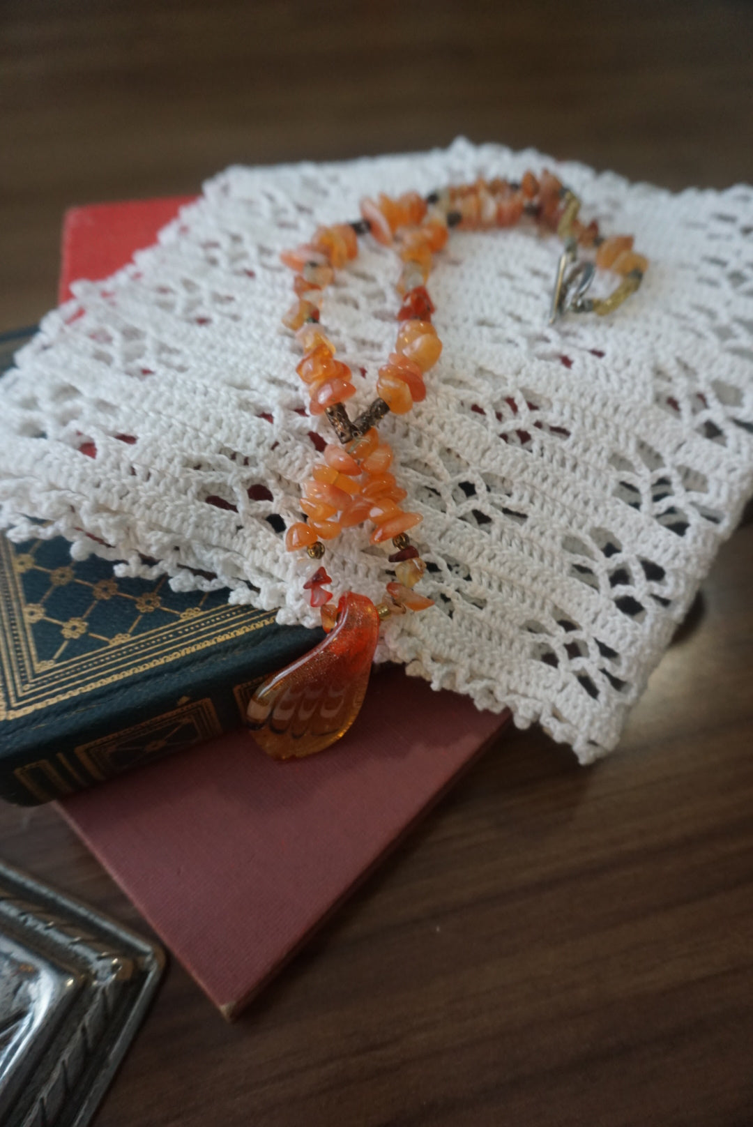 Red and Orange Stone Necklace