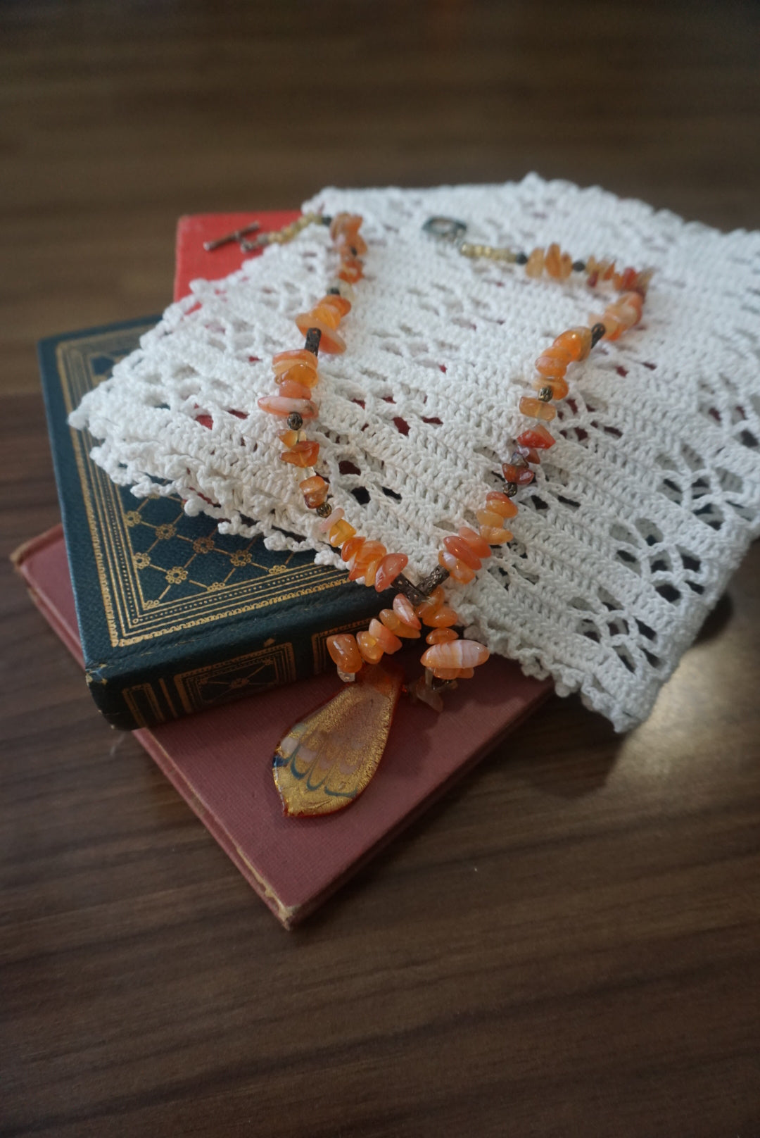 Red and Orange Stone Necklace
