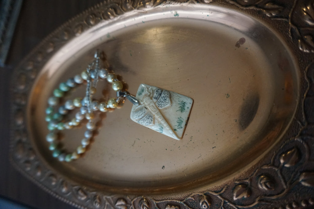 Handcrafted Dragonfly Pendant Beaded Necklace
