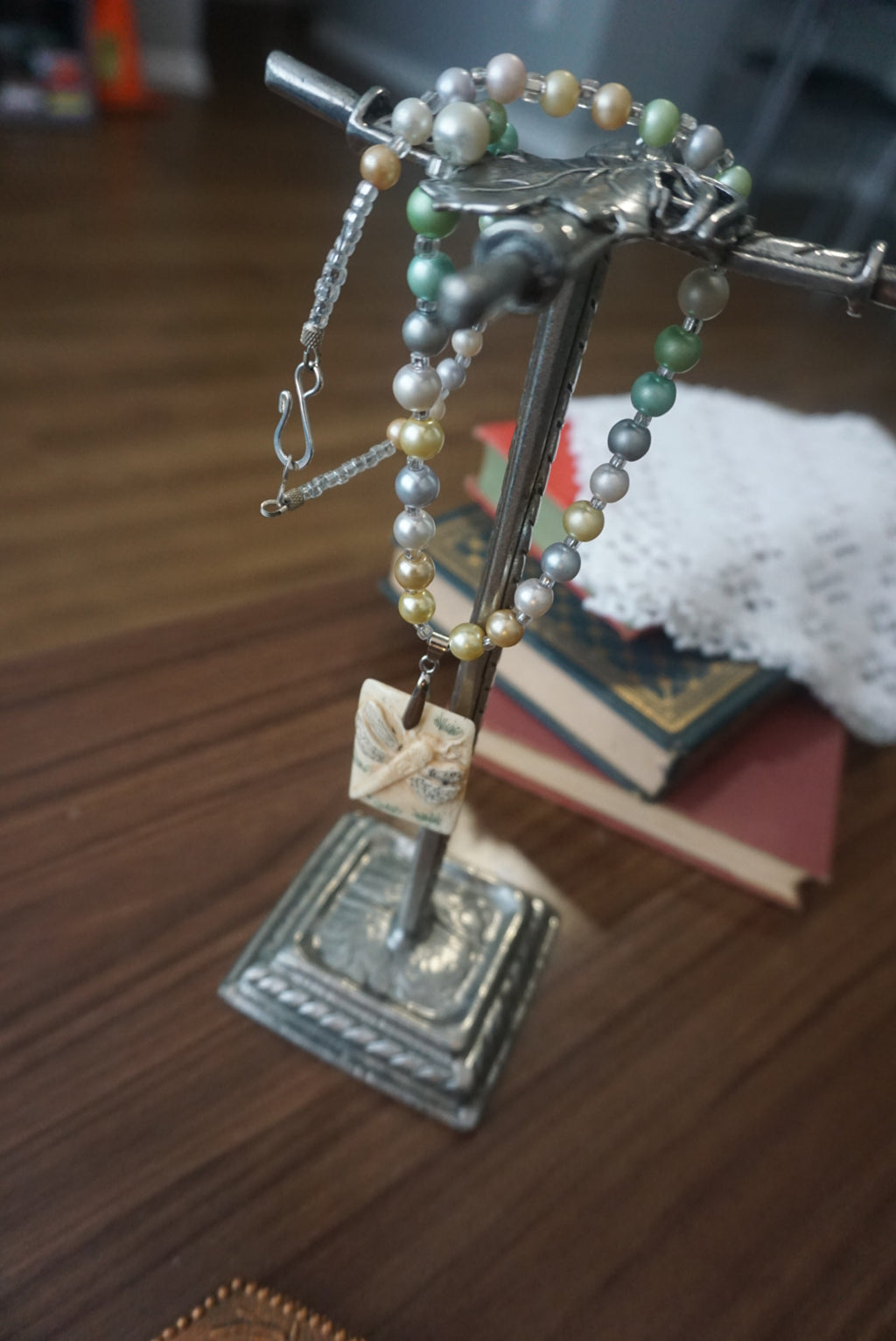 Handcrafted Dragonfly Pendant Beaded Necklace
