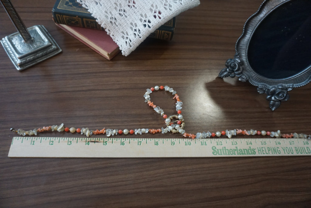 Elegant Handmade Coral and Crystal Necklace