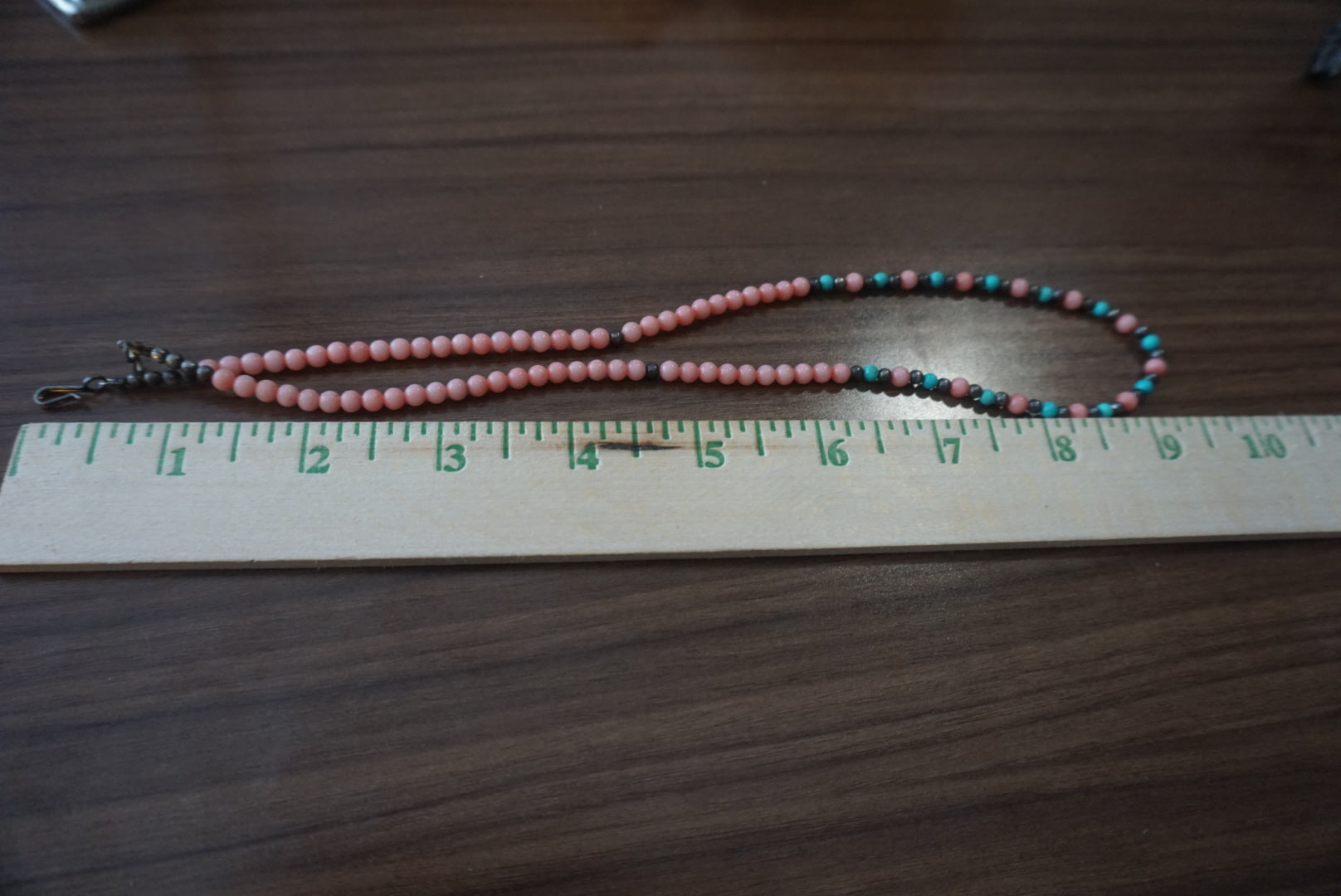 Pink and Teal Beaded Necklace