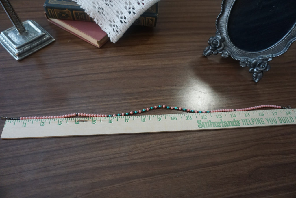 Pink and Teal Beaded Necklace