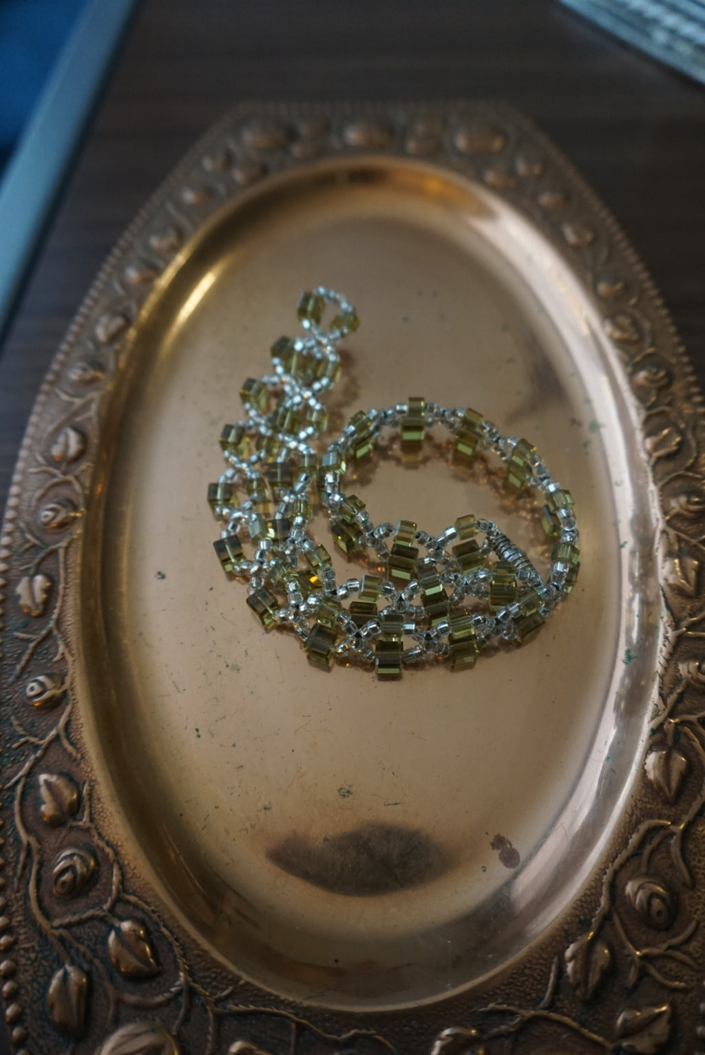 Vintage Green Beaded Necklace