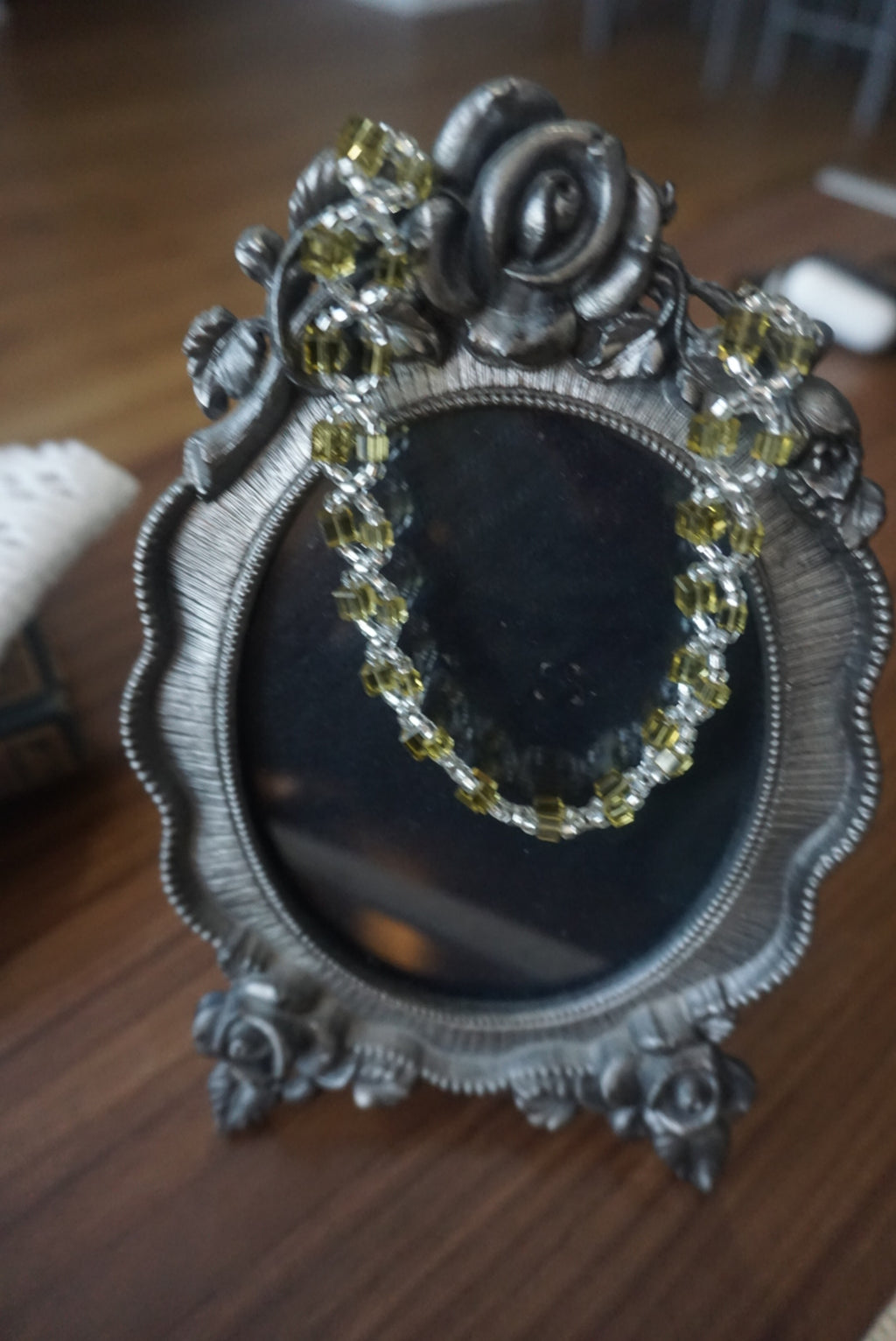 Vintage Green Beaded Necklace