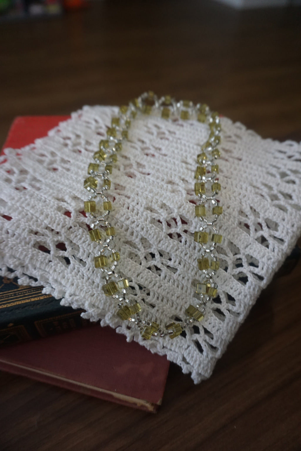 Vintage Green Beaded Necklace