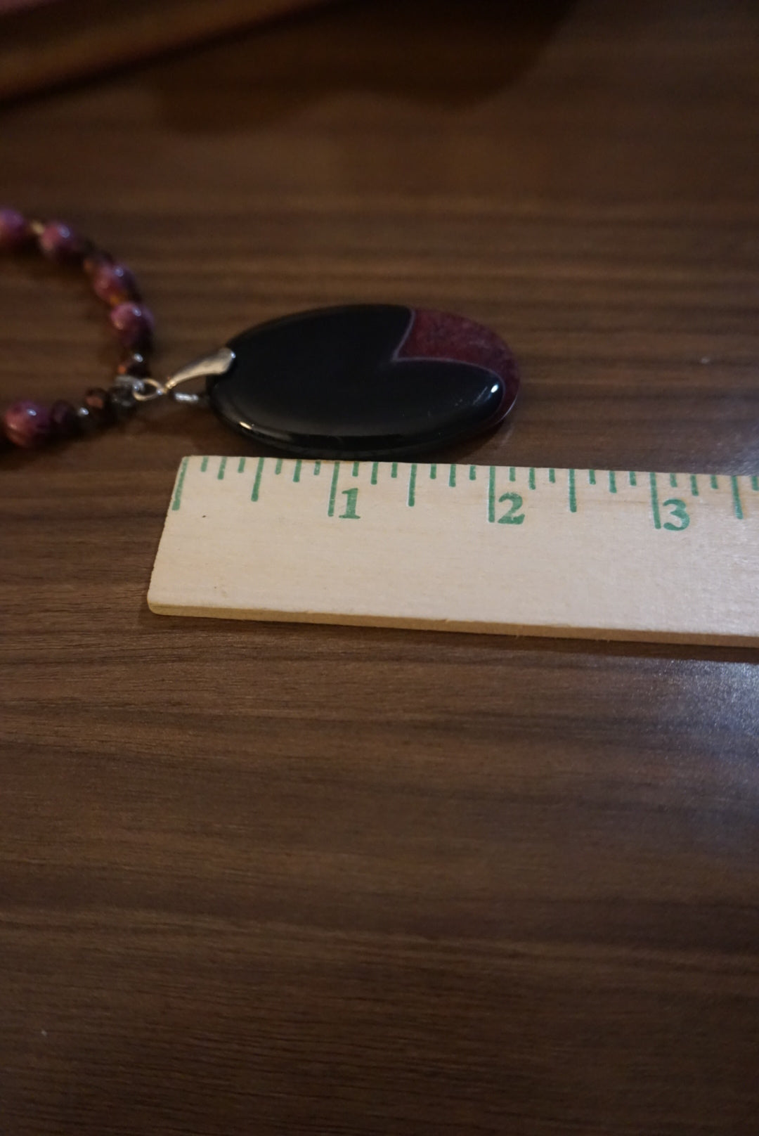 Handcrafted Beaded Necklace with Black Pendant
